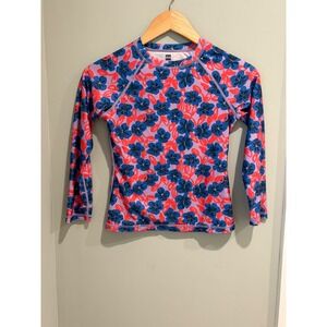 Tea Collection Girls Floral Long Sleeve Rash Guard Swim Top Purple Blue Red 10